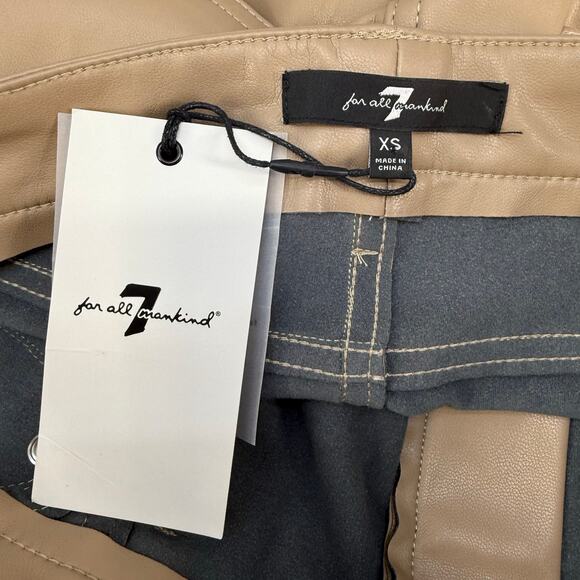 7 For All Mankind Pants Women's XS Tan Faux Leather Preppy Business Casual NWT - Picture 8 of 15